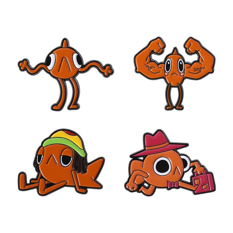 Niedliche Goldfisch-Cartoon-Emaille-Pins, personalisierte Steve-der-Fisch-Broschen, Anstecknadeln, Kleidung, Tierschmuck, Geschenk für Freunde
