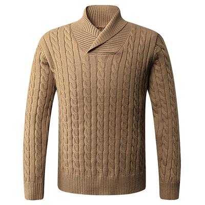 Autumn And Winter Men'S Solid Color Casual Sweater Loose Twist Apple Neck Bottoming Shirt Top