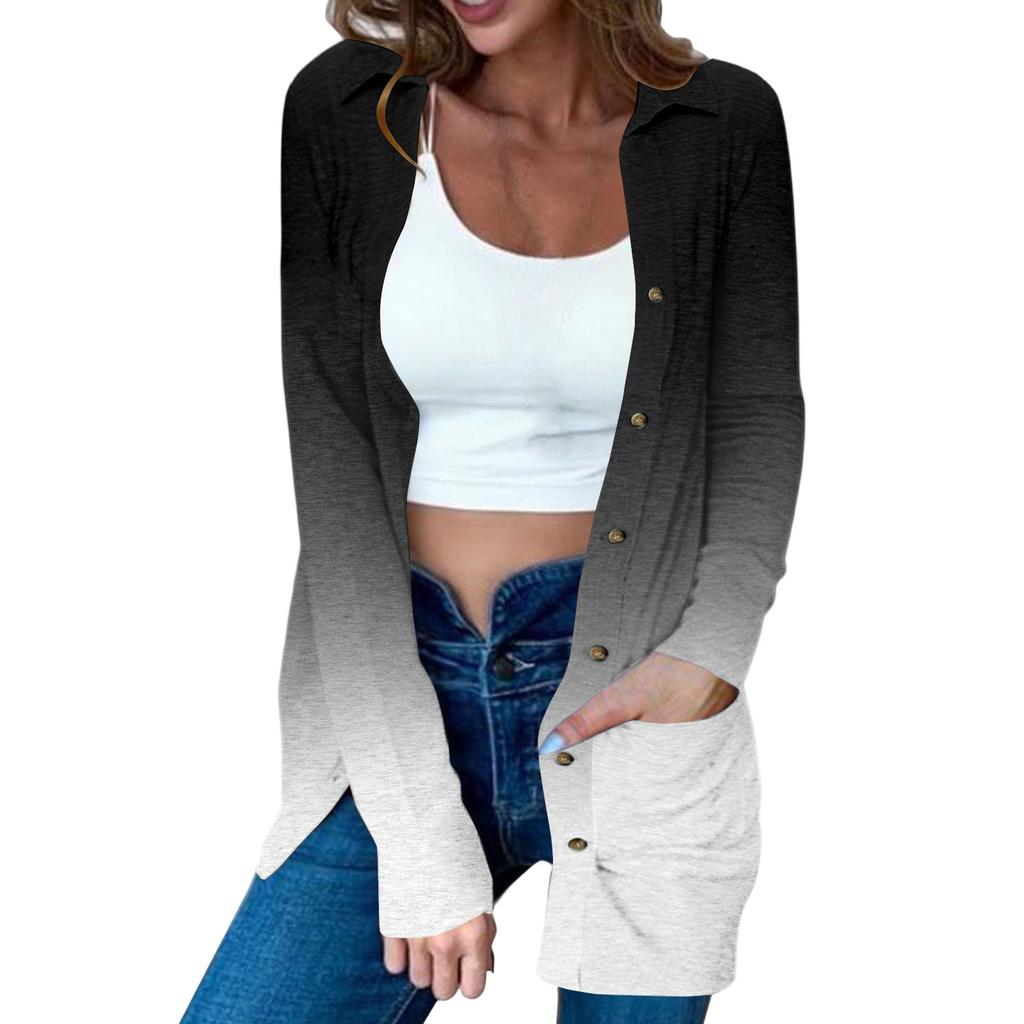 Women's Casual Fashion Floral Print Long Sleeve Mid-Length Cardigan Jacket