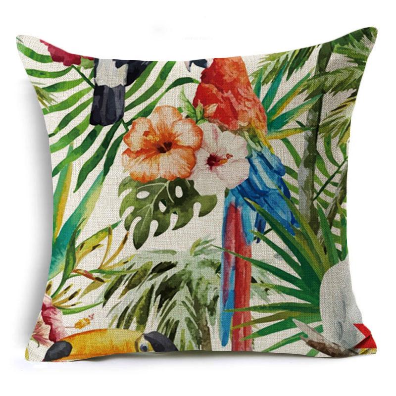 New Flax Tropical Flower Plant Flamingo Hibiscus Flower Pillowcase Cushion Cover