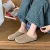 Fashion SUOJIALUN 2025 Autumn Women Flat Heel Mules Shoes Fashion Genuine Leather Round Toe Slip On Slipper Soft Casual Sandal Slides Sh