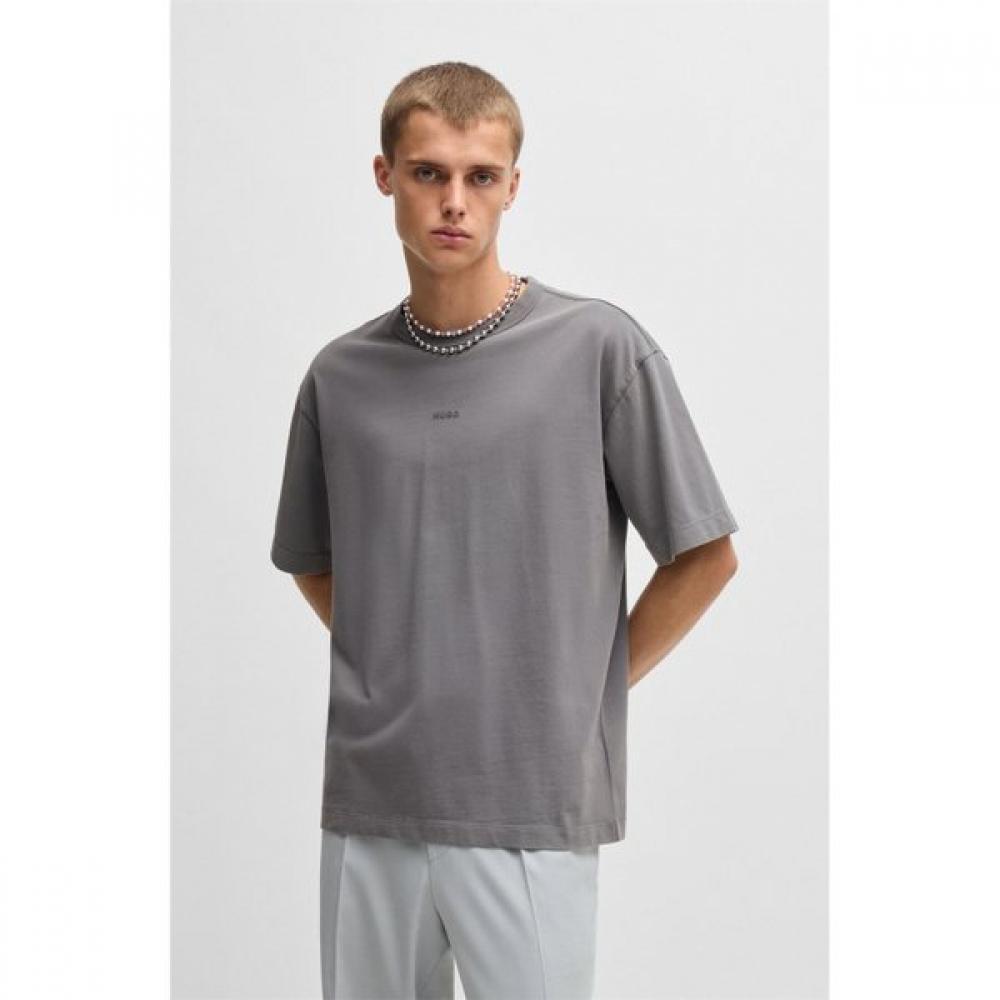 Hugo Relaxed FiT Logo PrinT Crew Neck T shirT Open Grey  50531739086 L