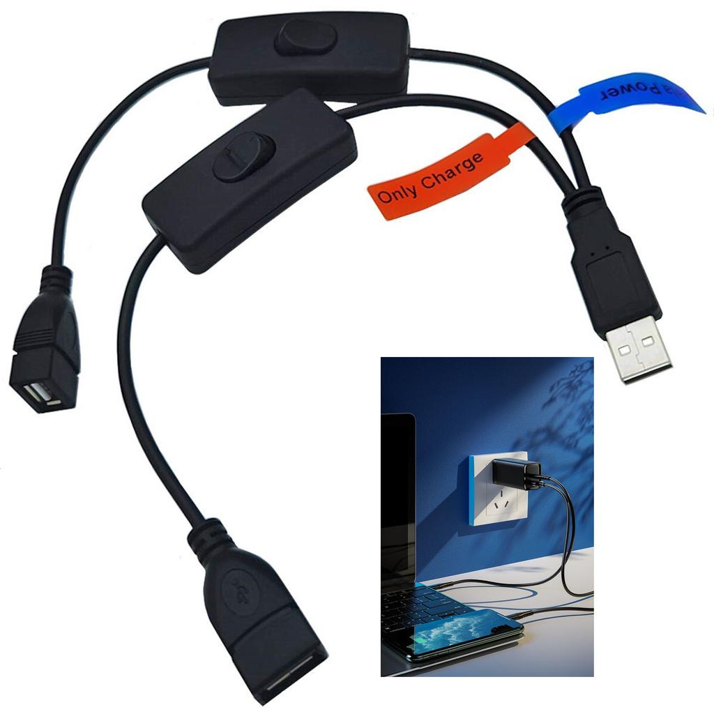 USB Splitterkabel 1 Stecker auf 2 Buchsen Verlängerungs-USB-Kabel mit Ein/Aus-Schaltern Daten Lade Synchronisationskabel für PC