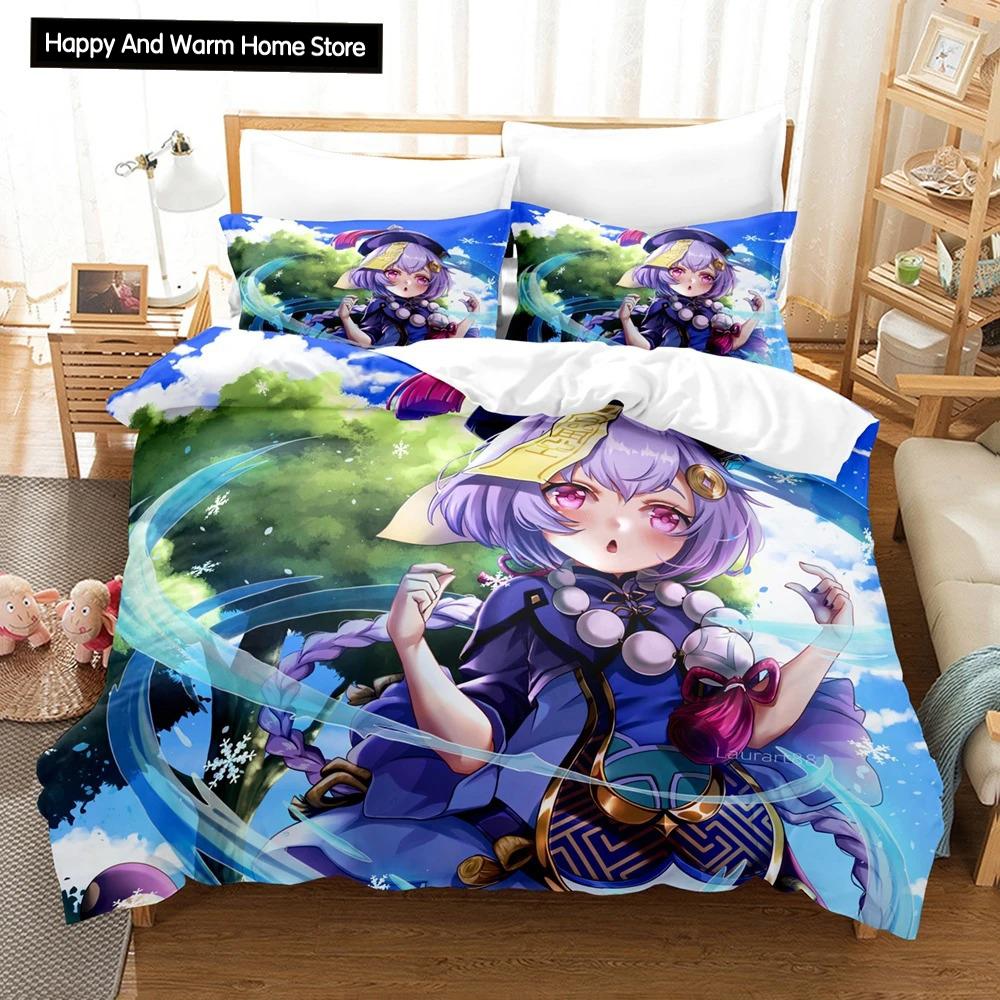 3D Print Cartoon Bedding Set Genshin Impact Game 3d Duvet Cover Set Comforter Bed Linen For Boy Decor Bedclothes