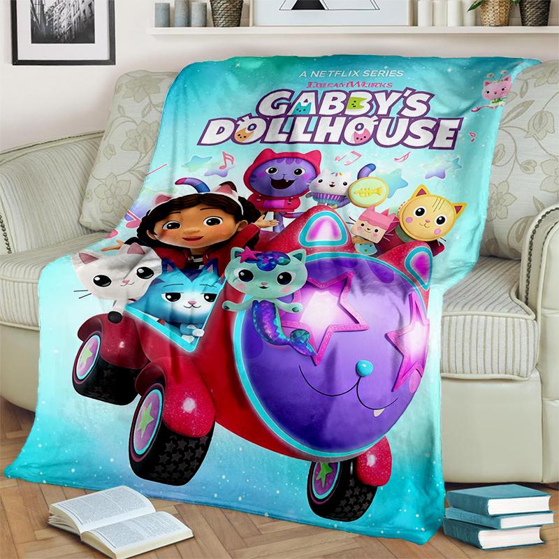 3D Kawaii Gabbys Dollhouse Cartoon Girl Gift Blanket,Soft Throw Blanket for Home Bedroom Bed Sofa Travel Picnic Cover Kids