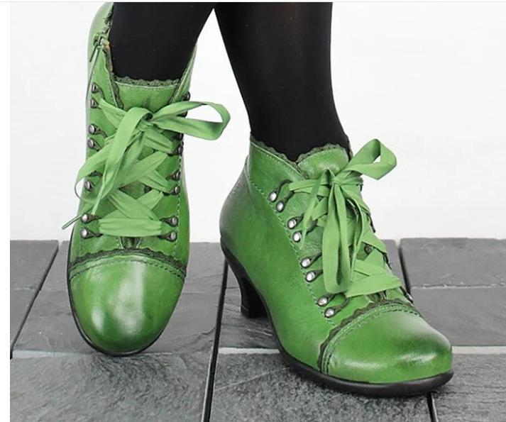 Cross lace-up short women's boots new European and American style round head side zipper kitten and medium heel boots women