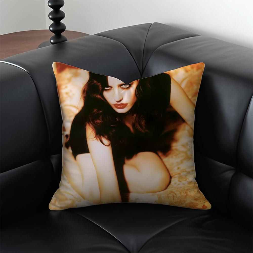 EEva Green Cushion Cover Pillow Case Antidustmite Invisible zipper silky plush cushion