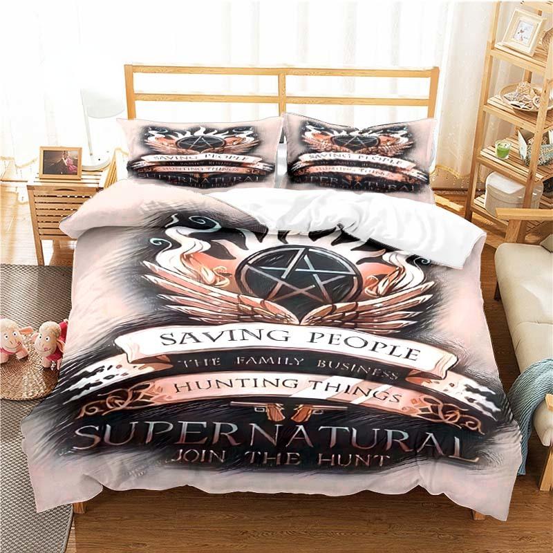 Supernatural Pattern Duvet Cover Set Bedding for Aldult Kids Bed Set Game Quilt Cover Comforter Cover Bedding Set