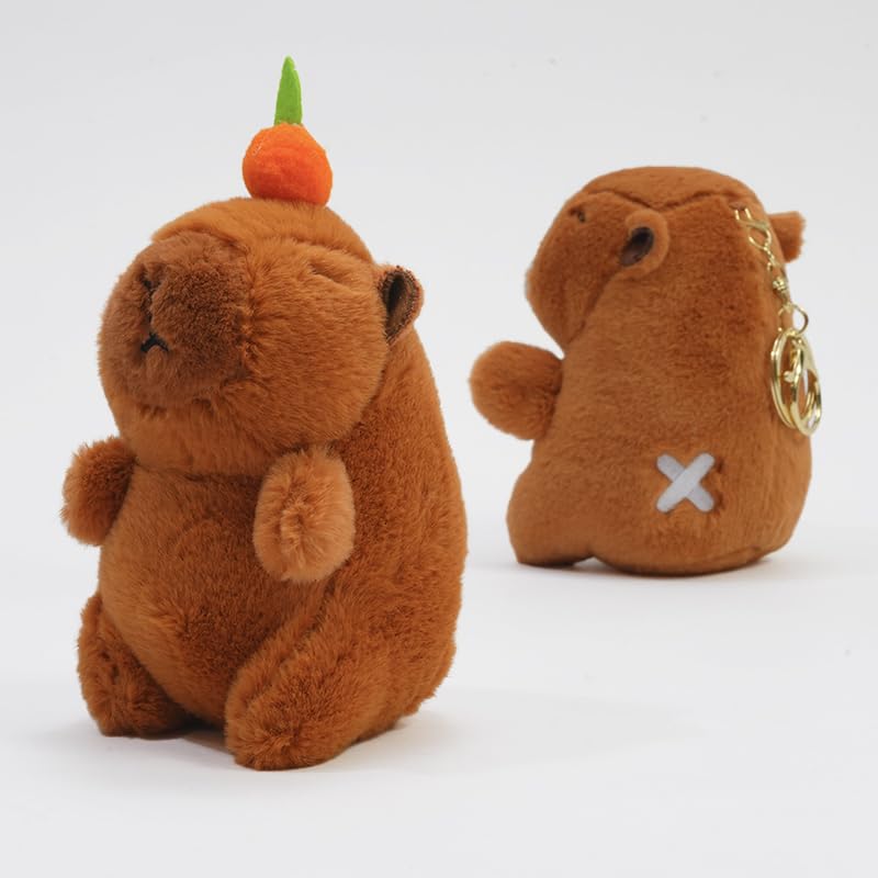 Clearstone Capybara Plush Keychain, Chavimaru and Mikan, with Music, 18.5cm, Brown