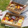2pcs, Picnic Box With Window Lid, Outdoor Camping Style Kraft Paper Packaging Box, Baking Light Food Fruit Dessert Lunch Box
