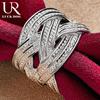 925 Sterling Silver Cross Woven Open Ring Módní svatební šperky