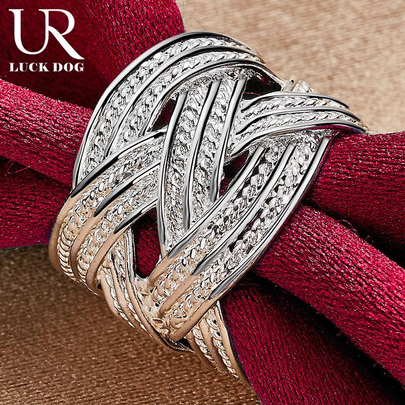 925 Sterling Silver Cross Woven Open Ring Módní svatební šperky