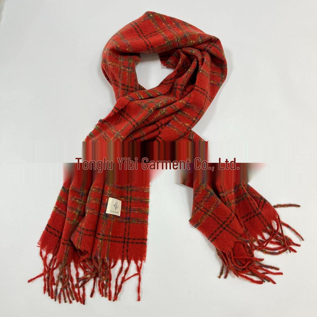 Korean Style Plaid Tassel Scarf – Winter Student Shawl & Warm Bib
