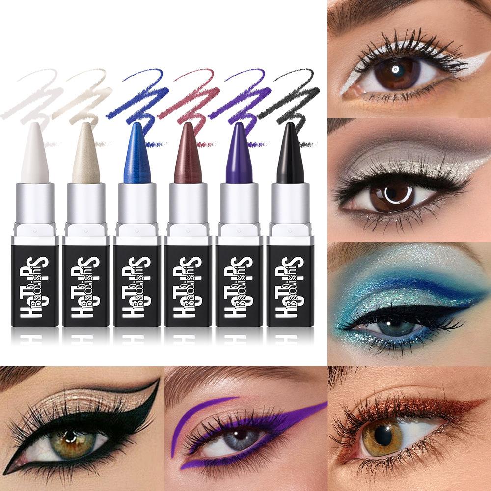 6-Color Pearlescent Eyeliner Stick Eyeshadow Stick Waterproof Non-Smudge Eyeliner Cream Quick Dry Long Lasting Eyeliner Pen Eyeshadow
