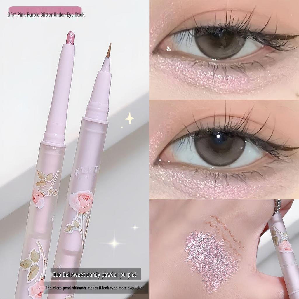 Sweet Mint Dual-Ended Tear Duct Highlighter Stick: Matte & Pearlescent Finish, Tear Duct Brightener, Fine Glitter Eyeliner