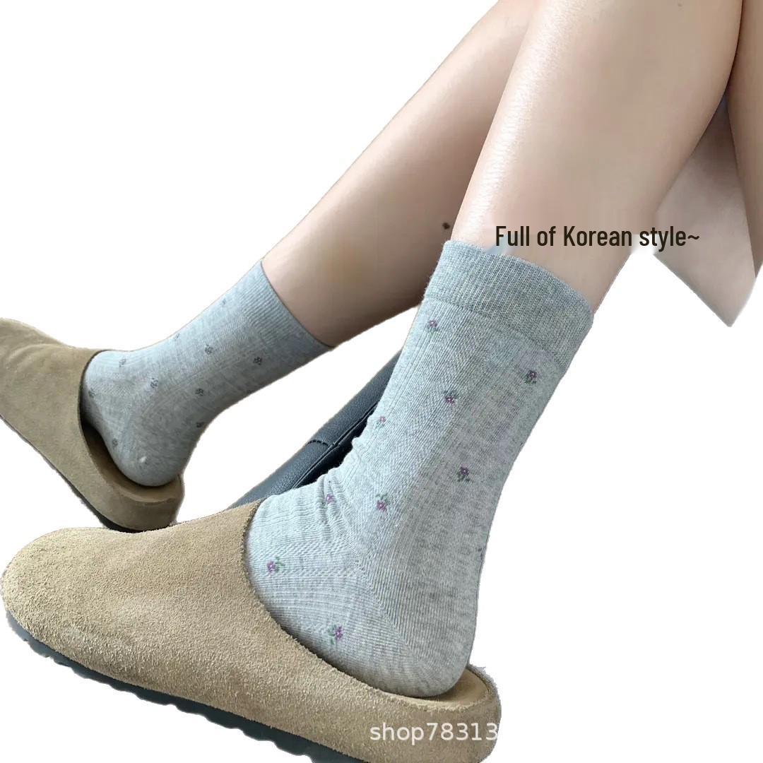 

Women s College Style Autumn-Winter Anti-Friction Breathable Mid-Calf Scrunched Socks Color Mix