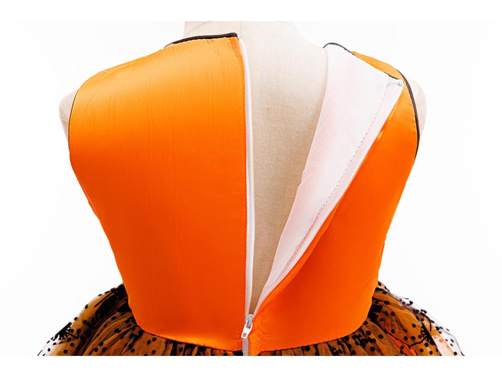 Girls' Halloween Pumpkin Party Dress - One-Piece Costume with Print