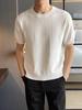 2026 Men's Korean Style Casual Slim Fit Ribbed Knit T-shirt - Short Sleeve