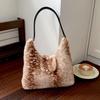 Deer Spot Fluffy Shoulder Bag Leopard Print Women Handbag Elegant Plush Tote Bag  Dating
