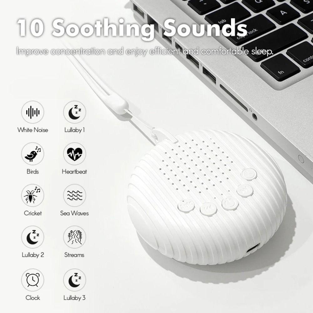 10 Soothing Sounds White Noise Sound Machine Automatic Noise Monitoring Adjustable Volume Sleep Machine with Lanyard