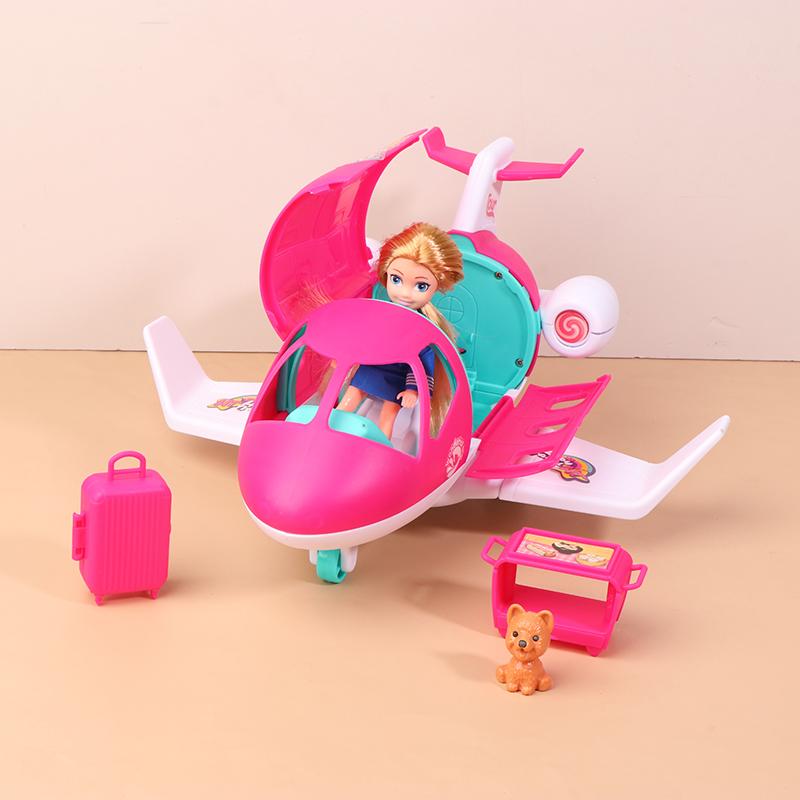 1Set Dollhouse Simulation Dreamplane Airplane Travel  Private Plane Doll Play House Plane Toys Children's Play House Toys Gifts
