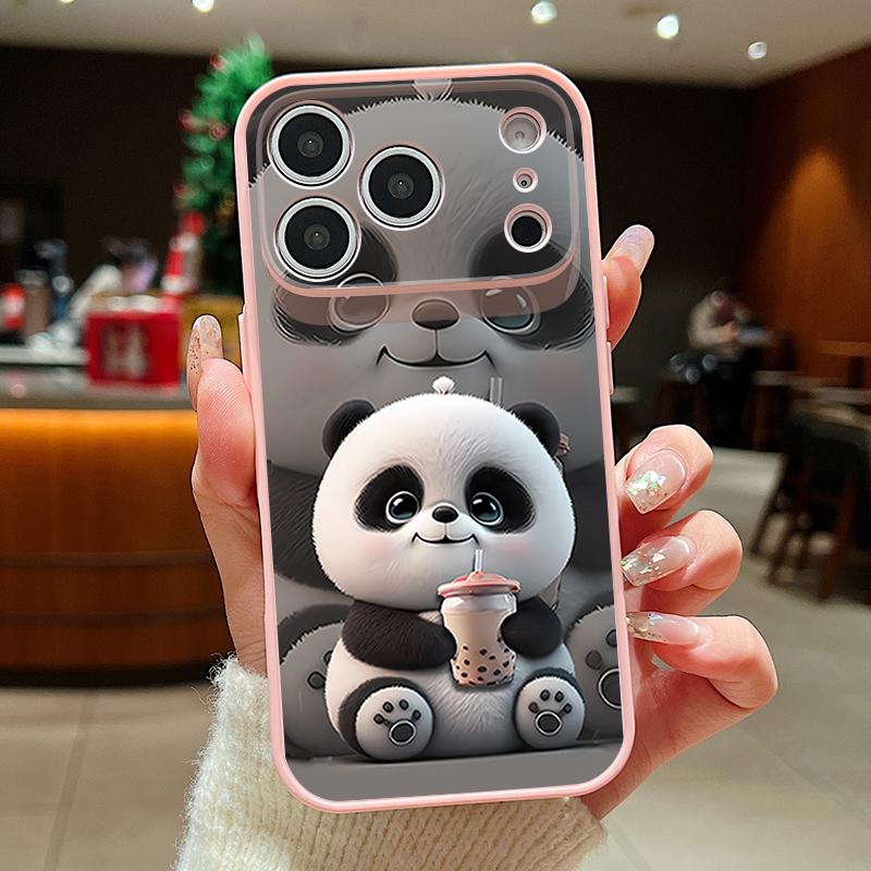 Milk Tea-drinking Panda Case For iPhone 17 Pro Max Magnetic For Magsafe Skin Feeling Cover For iPhone 16 15 14 13 Pro Max