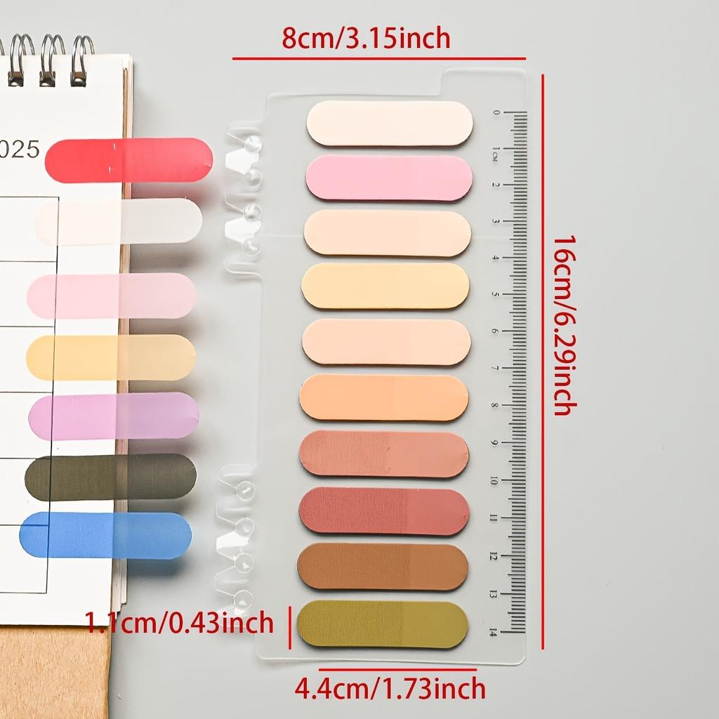 1 Pack of 200 Sheets, Semi-circular Gradient Color PET Sticky Notes, Transparent Index Tabs for Note-taking, Adhesive Memo Pads