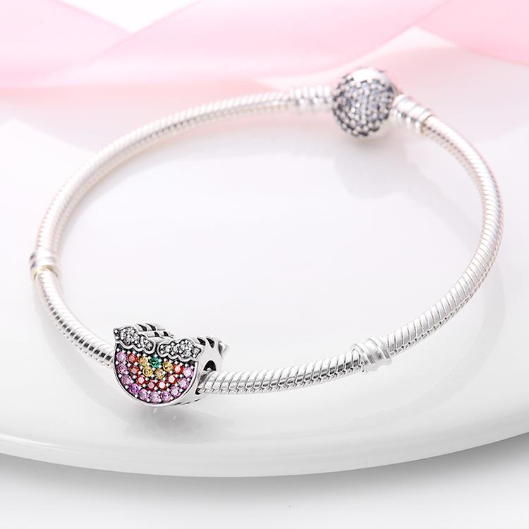 Original Charms Copper Colourful Rainbow Beads Fit Bracelet Women Jewelry Making Diy Gift