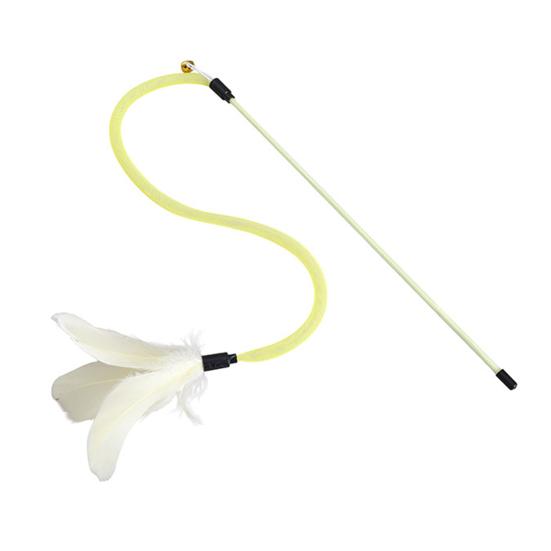 Interactive Cat Wand Toy Cat Bell Elastic Mesh Feather Toy with Tube Kitty Wand Toy жёлтый