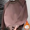 Men's Casual Patchwork Round Neck Hoodie: Spring/Autumn, Versatile, Loose Fit, Comfortable Velvet Sportswear.