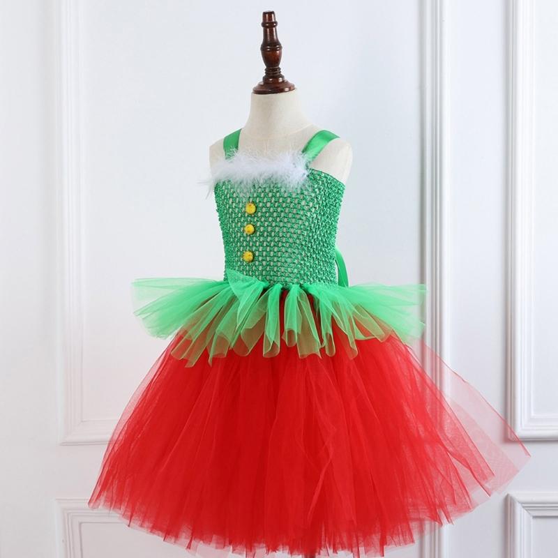 Kinder Weihnachten Elf Kostüm Zubehör für Mädchen 2-12 Weihnachten Geburtstag Fotografie Enthält Kleid und Weihnachtsmütze