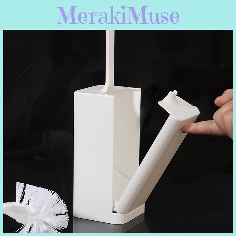 Kit Toilet Brush With Stand Long Handle Plastic Design For Bathroom Maintenance