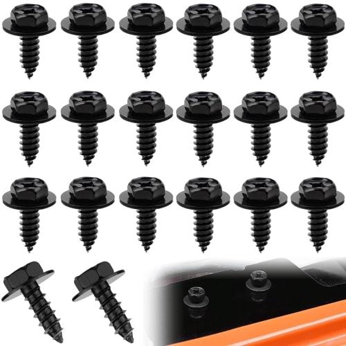 

Set of 20 Automotive Hex Head Self-Tapping Bolts with Washers, 6*16mm, Black, for Repair Parts, Fender and Bumper Fixing, Wear-Resistant, Durable, Cro