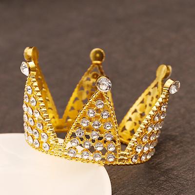 Cake Baking Decoration Round Crown Valentine's Day Gift Tiara Bridal Jewelry Children's Hair Crown Full Rhinestones