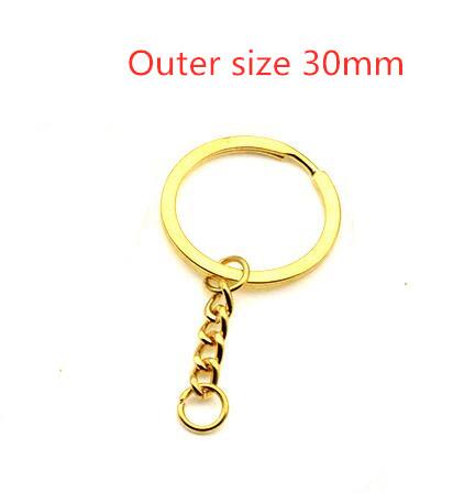 10pcs/lot 25 30mm DIY Key Chains Gold Bronze Color Keyring Keychain Short Chain Split Ring Key Rings Jewelry Finding Accessories