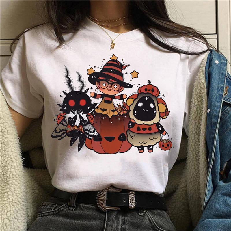 Women Anime Print T-Shirt Grunge Loose Steampunk Tees Gothic Female Harajuku Summer Clothing E-Girl Kawaii Aesthetic Top