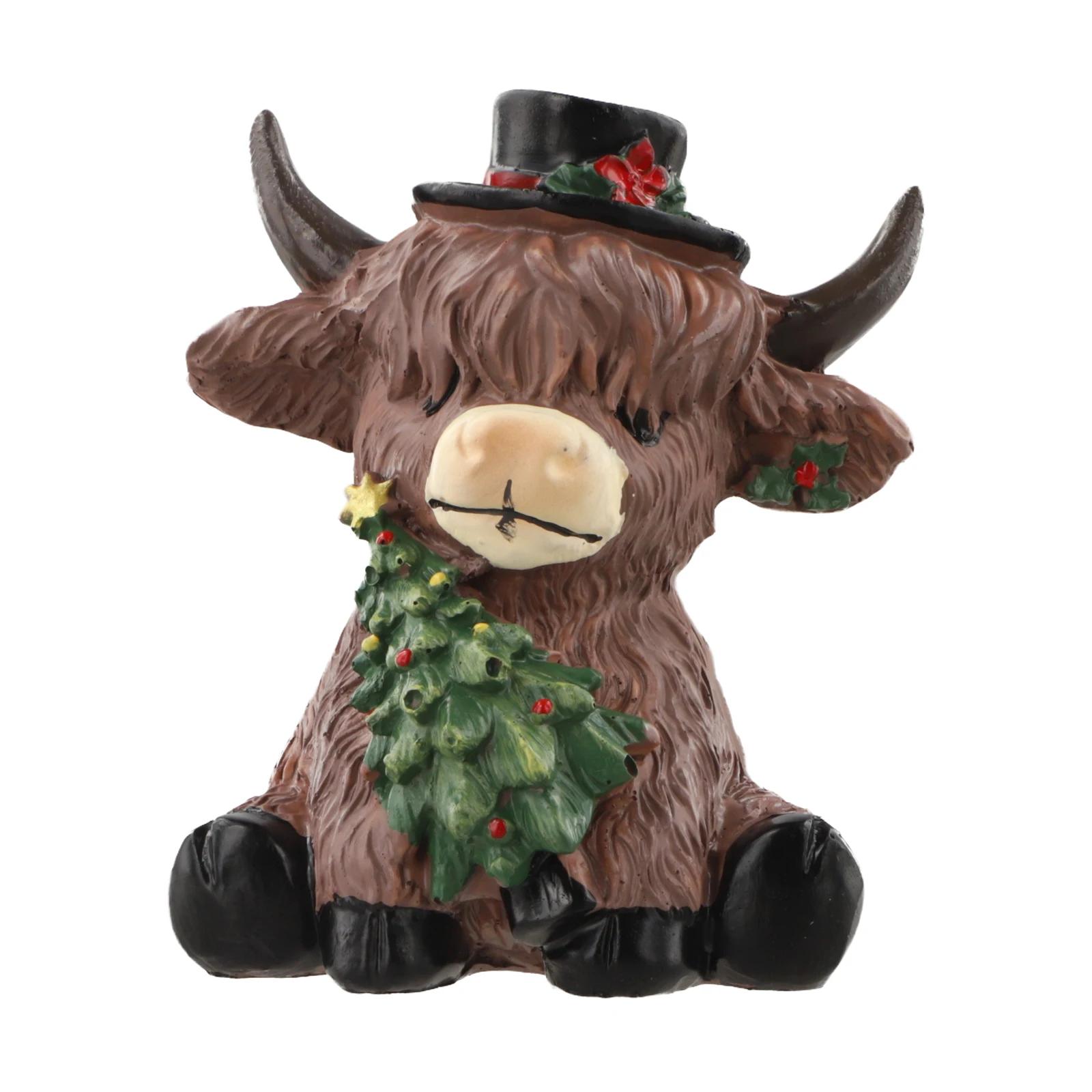 

Farmhouse Style Resin Cow Figurine for Table Display Featuring Craftsmanship and Intricate Scottish Breed Details