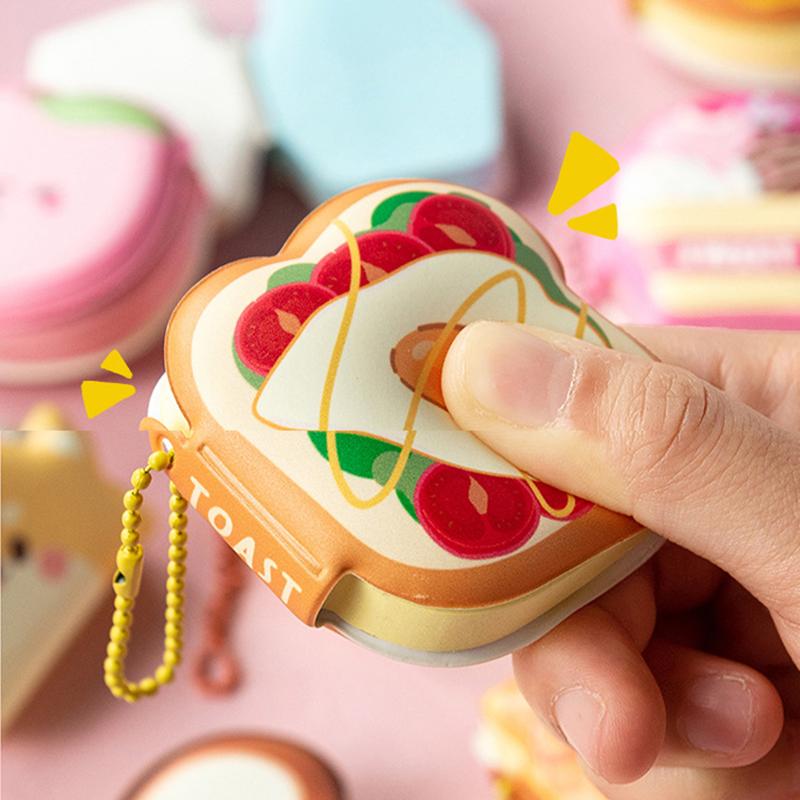 4 Pcs Mini Cute Cartoon Memo Pad Game Console Vegetable Bread Shape Sticky Note Portable Message Book Pendant Book