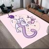 Mew Character Illustration Square Area Rug, Non-Slip Floor Mat for Bedroom, Perfect Gift for Mew Fans.chl