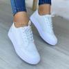 2025 New Women's Low-top Vulcanized Shoes Round Toe Casual Shoes Flat Shoes Lace-up Walking Shoes Women Versatile Comfortable