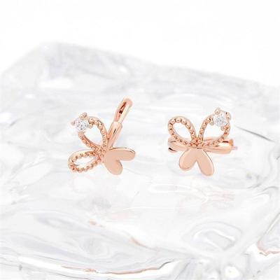 [Onm] Onm 14K Gold Needle Rose Gold Lovely Butterfly Earring Ring Piercing (S9593989)