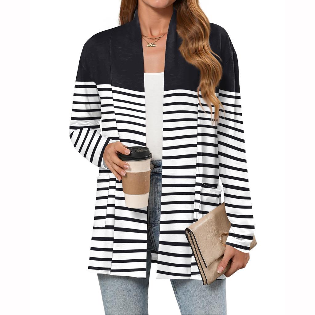 Women's Lightweight Cardigan Sweaters Open Front Long Sleeve Casual Loose Thin Cardigans With Pockets