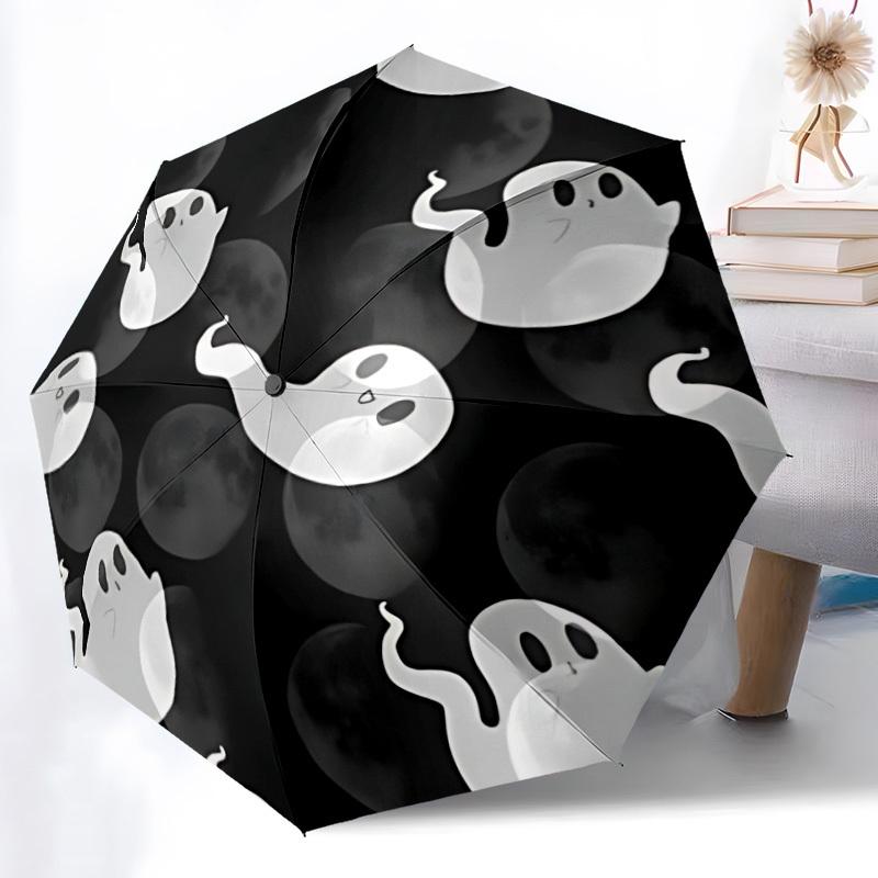 1pc Ghost Moon Automatic Open/close, All-Season Portable Folding Umbrella, Travel, Everyday, Formal Events054