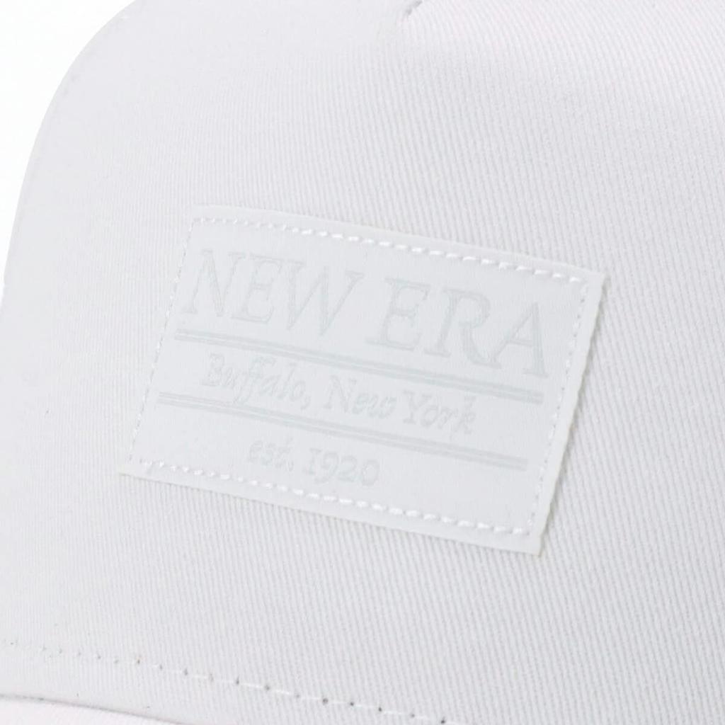New Era 9Forty A-Frame Trucker Mesh Cap with Metal Flag Logo Patch, White, Tonal Color Patch, Exclusive To ONSPOTZ
