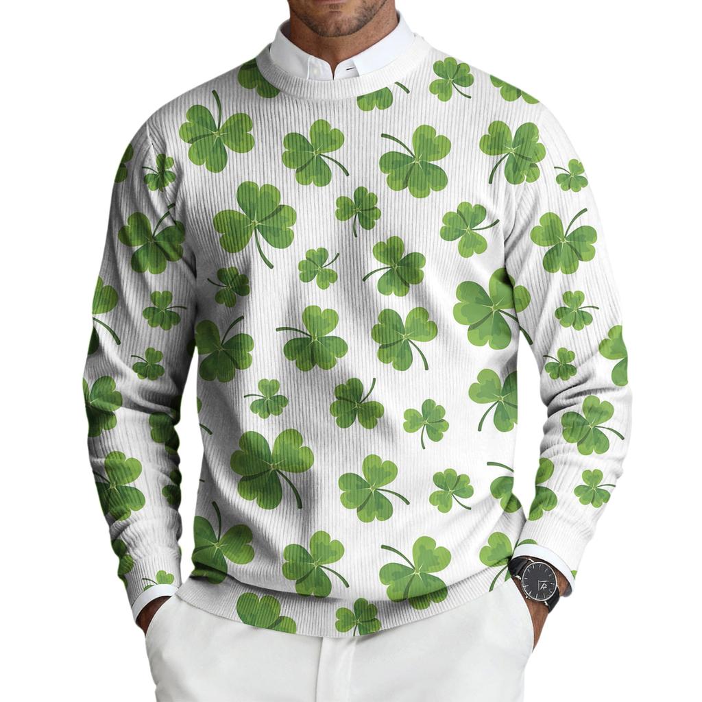 Men's Round Neck Long Sleeve Ribbed Knit Pullover