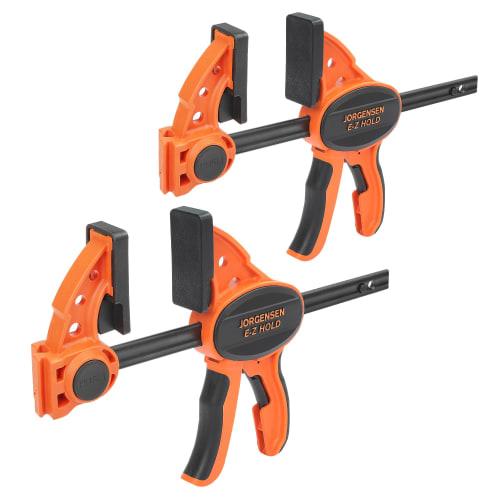 JORGENSEN Heavy-Duty F-Type Clamps, Quick Bar Clamps, 170mm, Set of 2, Maximum Clamping Force: Approx. 182kg, 3-in-1 Set, Quick Release Lever, Non-Sli