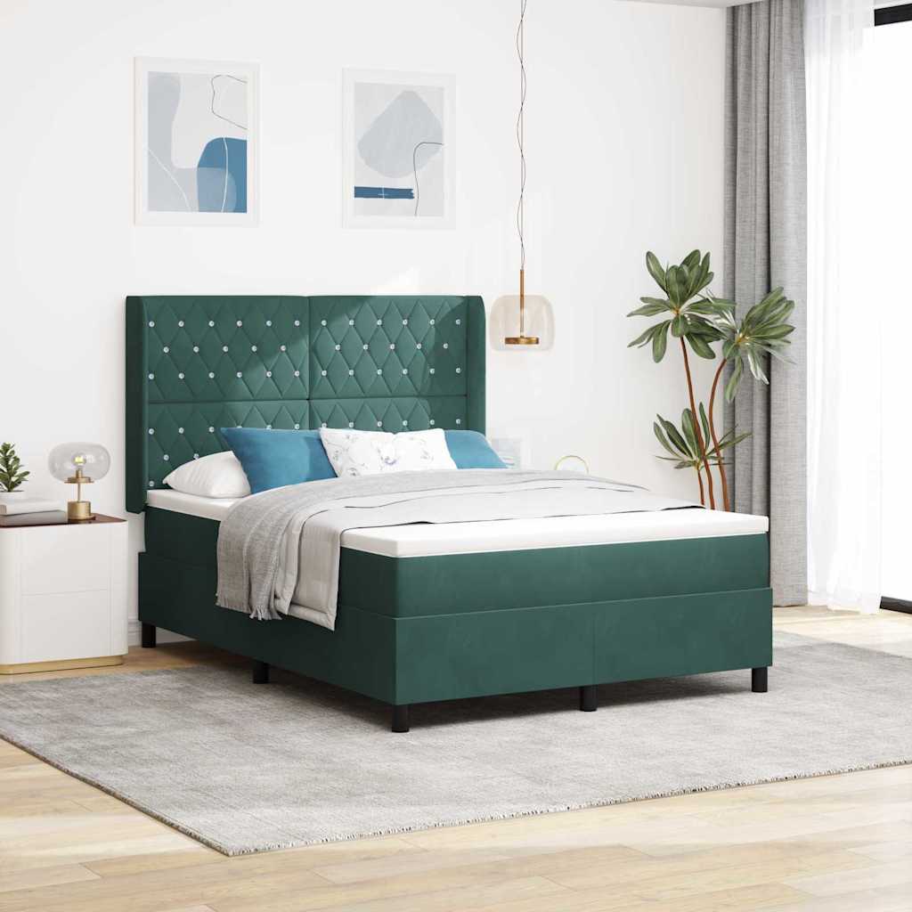 Box Spring Bed with Mattress Dark Green 160 x 200 cm Velvet