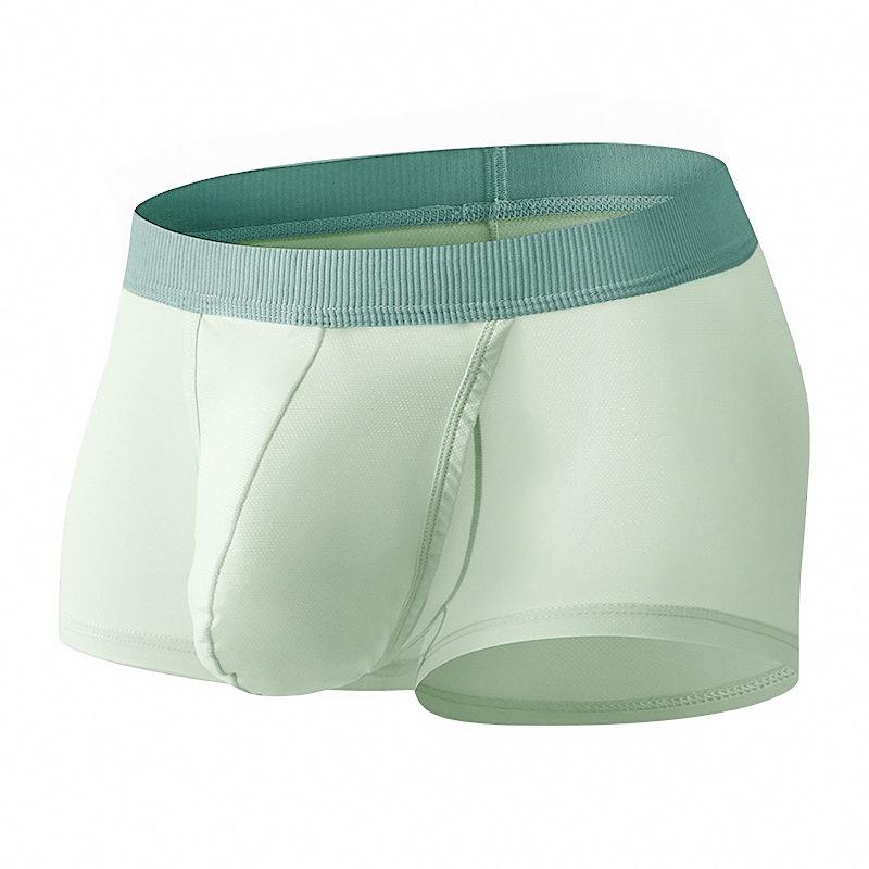Men's Summer Thin Sexy Side Opening Ice Silk Breathable Comfortable Flat Angle Briefs