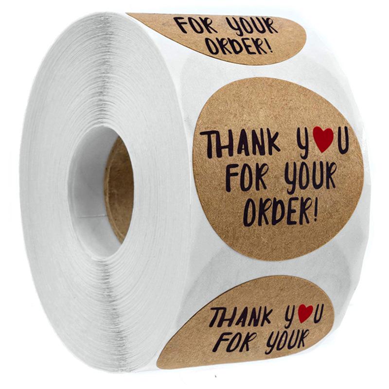 Cowhide Thank You Barcode Stickers: Handmade Round Self-Adhesive Labels for Baking Customization