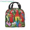 Large Lunch Bag Parrots On Branches Printed Insulated Lunch Box for Women and Men, Portable Lunch Box for Work Picnic Beach